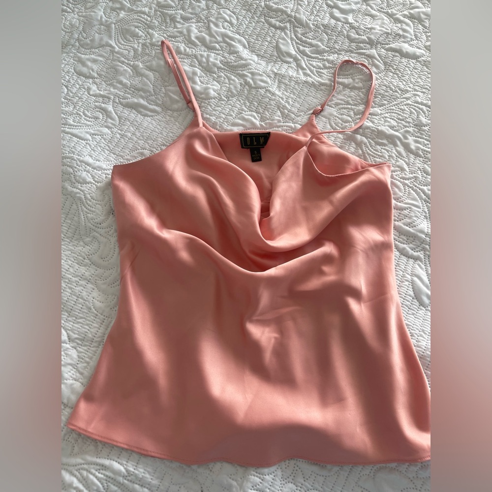 OLM SATIN COWL NECK CAMI IN SALMON COLOR S